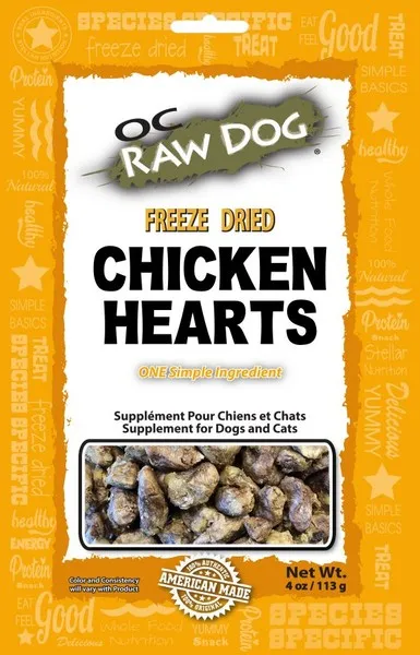 4 oz. OC Raw Freeze Dried Chicken Hearts - Dog/Cat Supplements